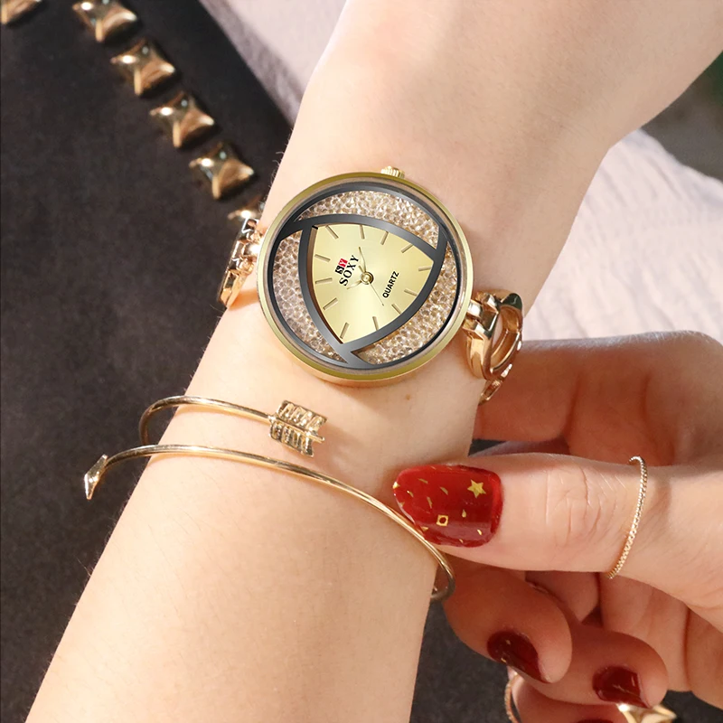 

New Women Watches Top Brand Luxury Watch Quartz New Crystal Luxury Watch Creative Design Bracelet Womens Wristwatch