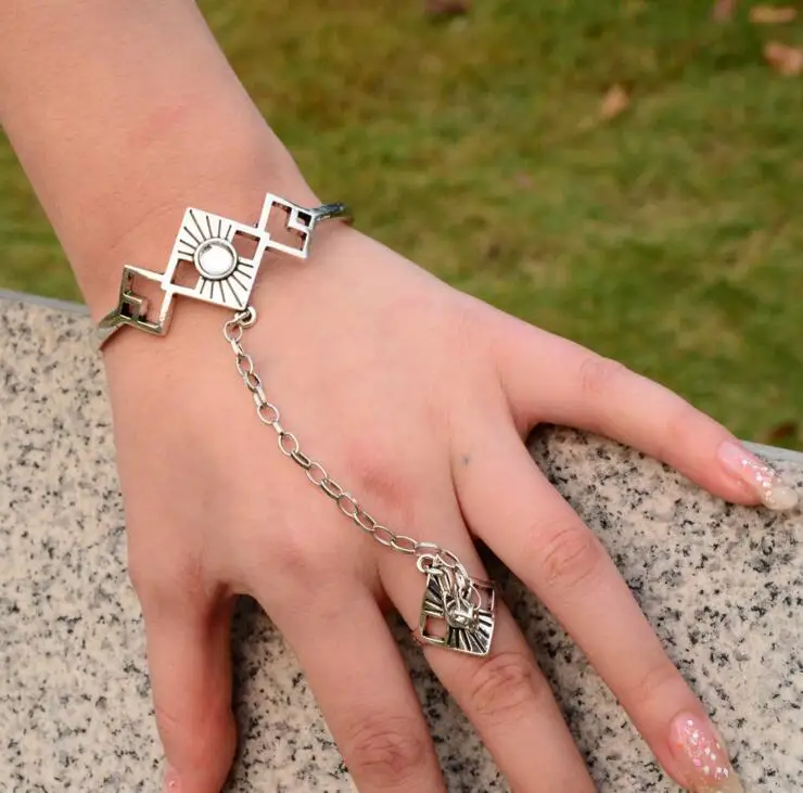 Boho серебряные браслеты металлические геометрические Открытое кольцо и для