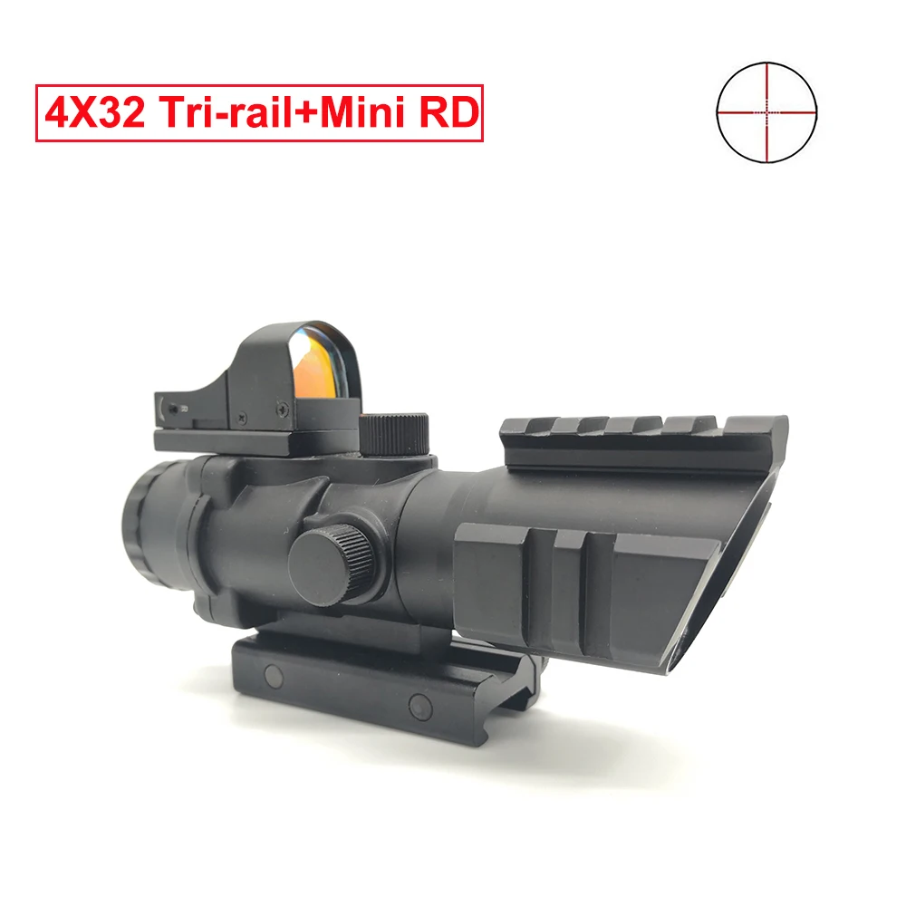 ACOG Style 4x32 Red Real Illuminated Fiber Optic Rifle Scope RMR Holographic