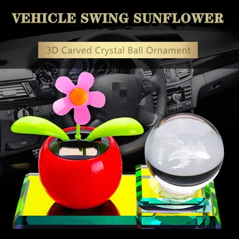 

Car Accessories Interior Decoration Swing Sunflower 3D Carved Crystal Ball Ornament Air Freshener Seat Vehicle Toys