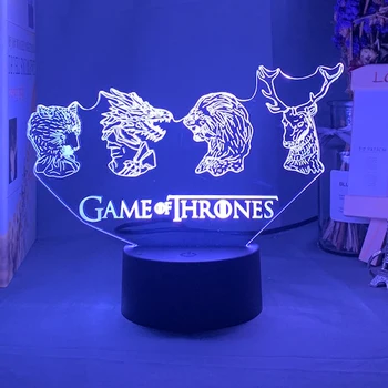 

Drama Series Game of Thrones Family Emblems Led Night Light Touch Sensor Color Changing Nightlight for Bedroom Decor Lamp 3d