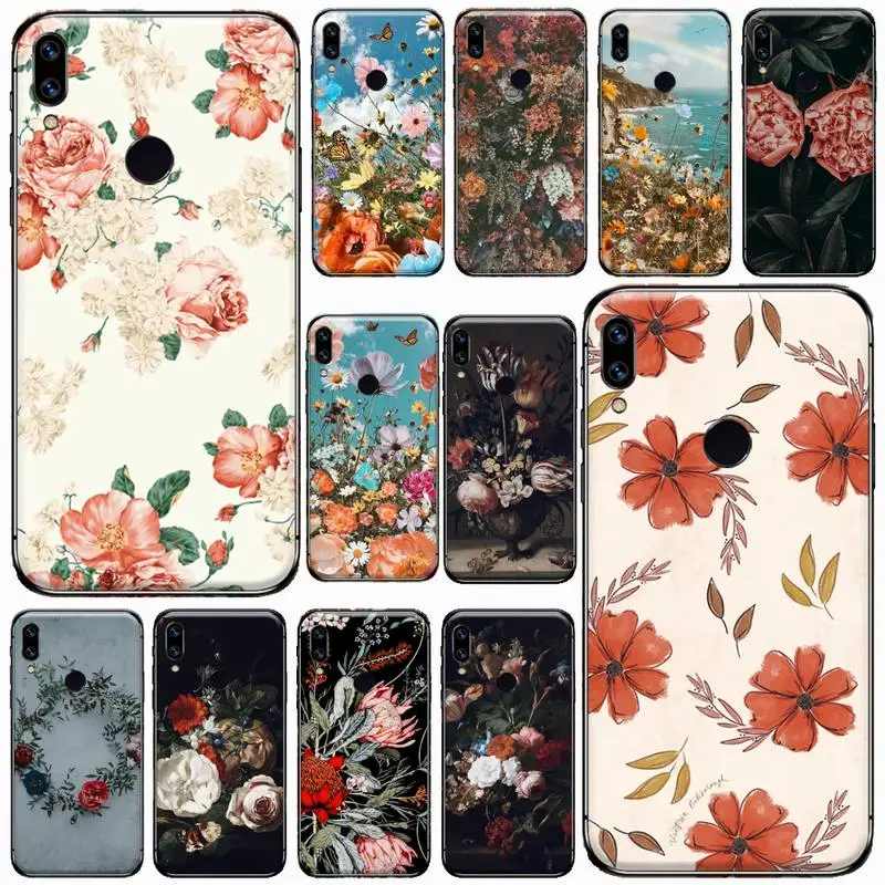

Art classical flower Phone Case For Xiaomi Redmi 4x 5 plus 6A 7 7A 8 mi8 8lite 9 note 4 5 7 8 pro