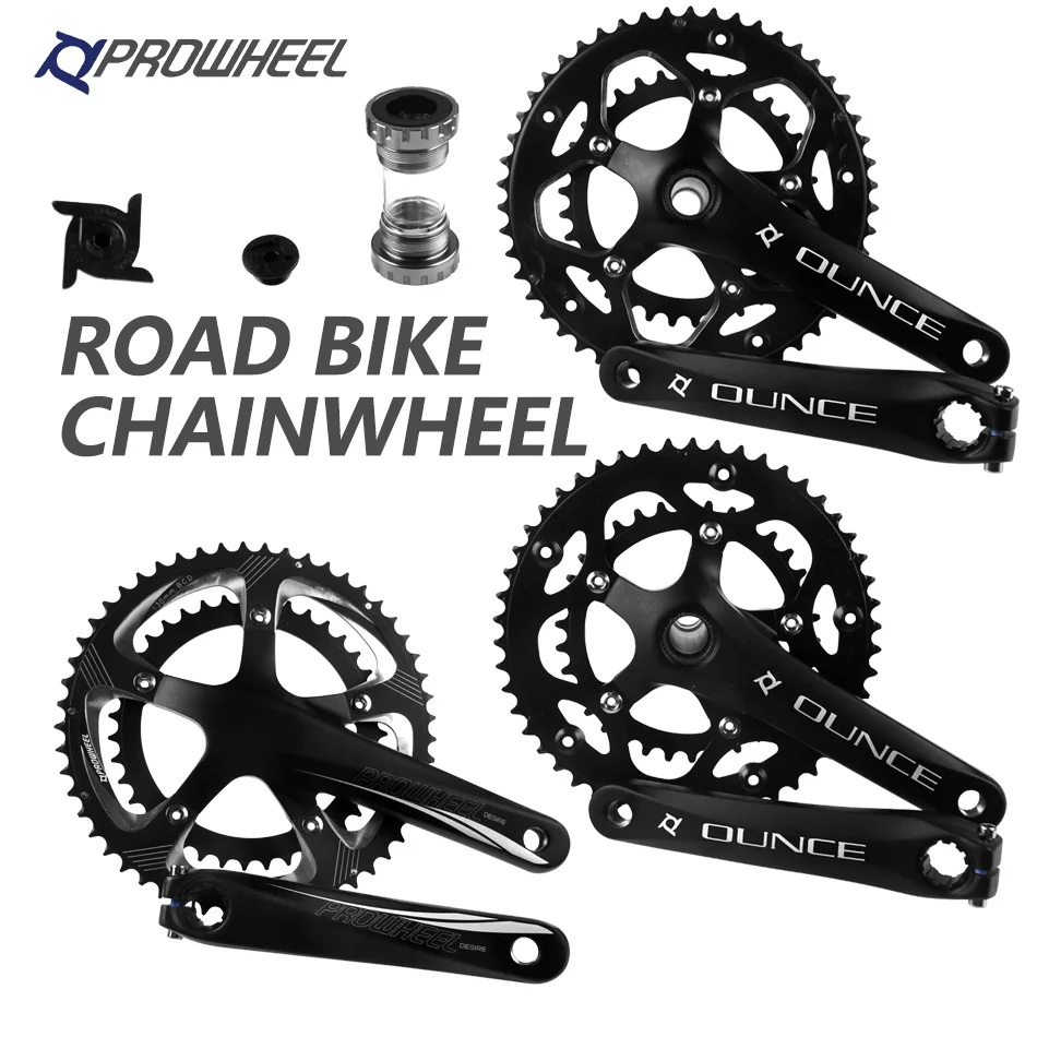 PROWHEEL дорожный полый двойной шатун цепи 50 T-34 T 53 T-39 T 170 мм Кривошип 110/130 BCD Нижний Кронштейн Запчасти для дорожного велосипеда