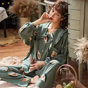 

Women Home wear Lounge clothes Pajamas Sets plaid Cotton Sleepwear girls homewear Tracksuit