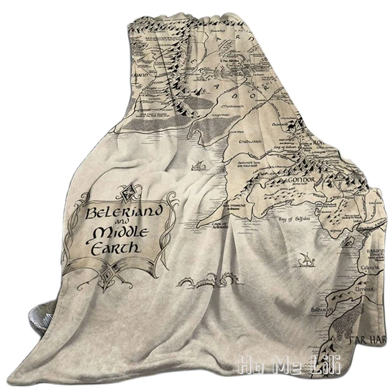 

Middle Earth Map By Ho Me Lili Flannel Blanket Warm Cozy Soft For Bed Sofa Office Travelling Lightweight Gifts For Kids Adults