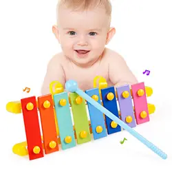 Детский ксилофон в форме гитары с 8 клавишами для малышей, музыкальный инструмент для малышей, 2 цвета
