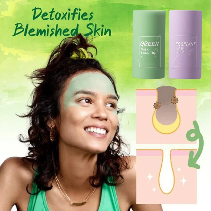 

New Cleansing Facial Mask Stick Green Tea Eggplant Oil Control Pore Shrinkage Blackhead Removal Moisturizing Mud Mask skin care