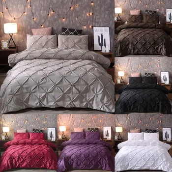 

Denisroom Luxury Bedding Set gray Duvet Cover Sets Solid Color bedspreads King Bed Set double bed comforters No Sheet XY51#