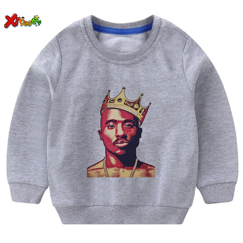 Детские толстовки в стиле хип-хоп; Футболка с принтом «Swag king»; худи для мальчиков; Крутая толстовка для маленьких девочек; толстовка для мальчиков; модная детская одежда - Цвет: sweatshirt gray