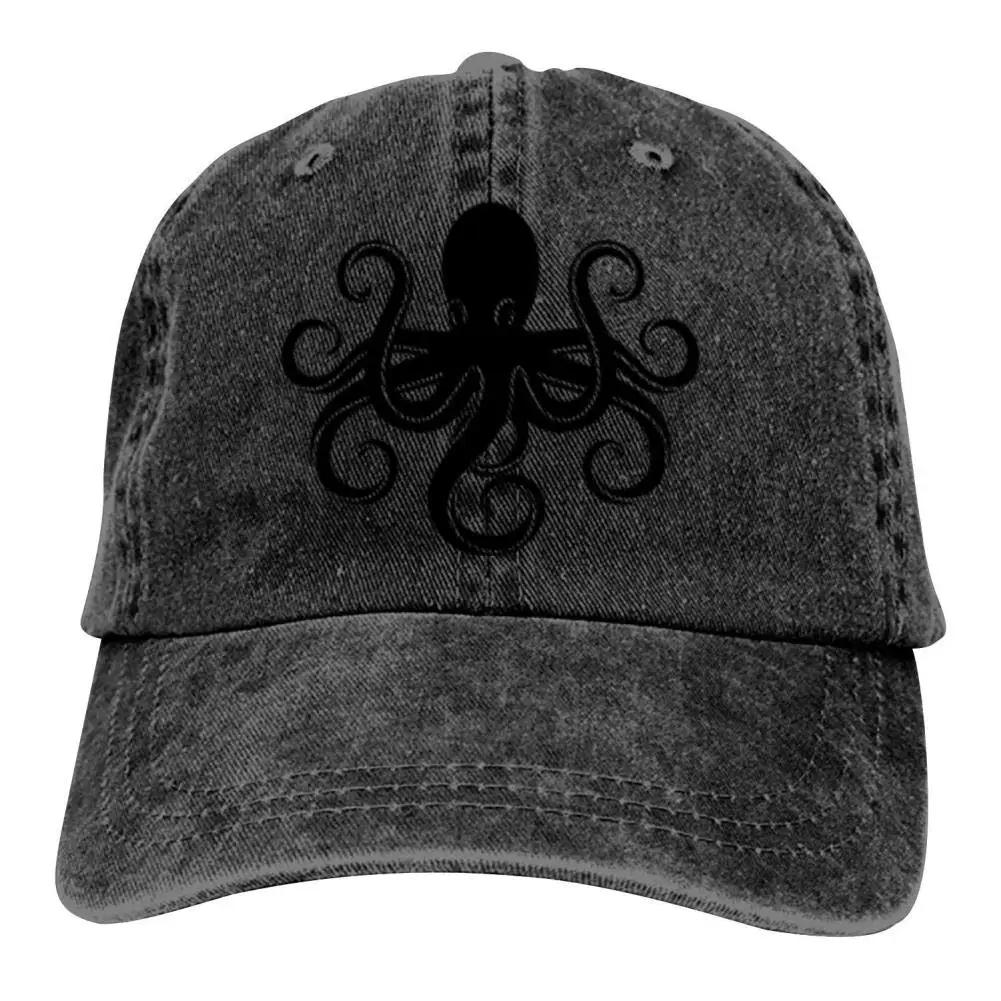 Черная загадочная Бейсболка унисекс с осьминогом, винтажная Регулируемая хлопковая бейсболка, Джинсовая Шляпа для папы, ковбойская шляпа