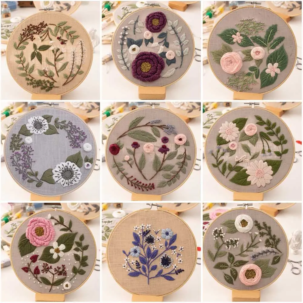 DIY Embroidery Kits European Style Flowers Plants Pattern Frame Hoop Cross Stitch Punch Needle Thread Sewing Craft Kit New | Дом и сад