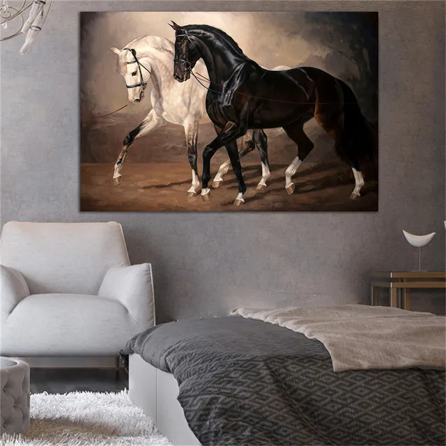 Black and White Horse Artwork Printed on Canvas 1