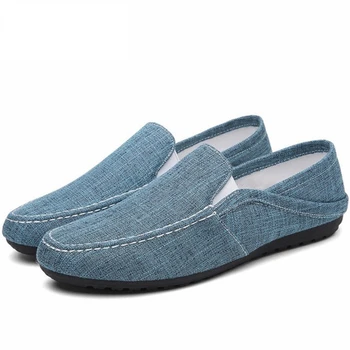 

Linen breathable male flat shoes 2018 new summer new casual driving shoes lightweight wear-resistant slippery lazy shoes qws2
