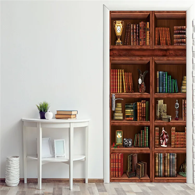 Wood Wallpaper for Door Home Design Stickers on the Doors Vinyl DIY Adhesive Waterproof Removable Poster Decor Art Mural Decals - Цвет: DZMT176