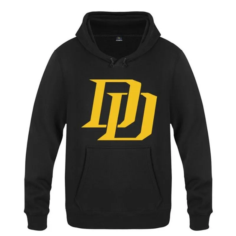 Мужские толстовки, новинка, Daredevil DD Logo, мужская толстовка с капюшоном, высокое качество, флис, длинный рукав, для катания на коньках, Мужская толстовка, мужской спортивный костюм, хип-хоп - Цвет: Black hoodie 2
