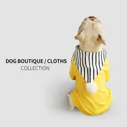 Pet осень-зима хлопковая простая одежда с полосатая шапка собака теплая куртка с капюшоном детские куртки одежда на флисе 2 брюки с широкими