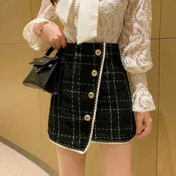

Casual Mini Skirt High Waist Faldas Mujer Moda 2020 Spring Skirts Womens Jupe Femme Blue Vintage Skirt Women
