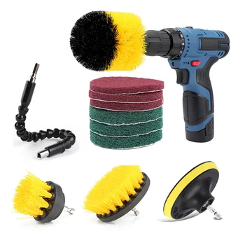 

11pcs Electric Drill Brush Scouring Pad Flexible Shaft Attachments For Kitchen Bathroom Cleaning Electric Drill Brush Kit