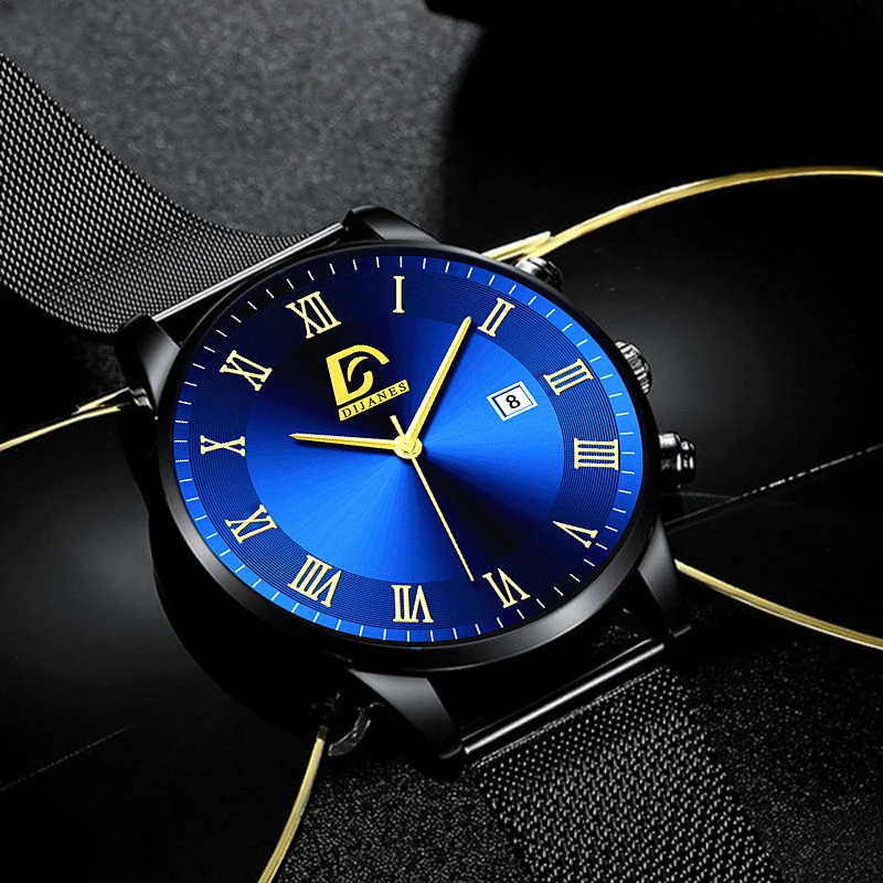 Mens Minimalist Watches Luxury Stainless Steel Mesh Belt Quartz Wrist Watch 2022 Men Business Casual Sports clock часы мужские 5