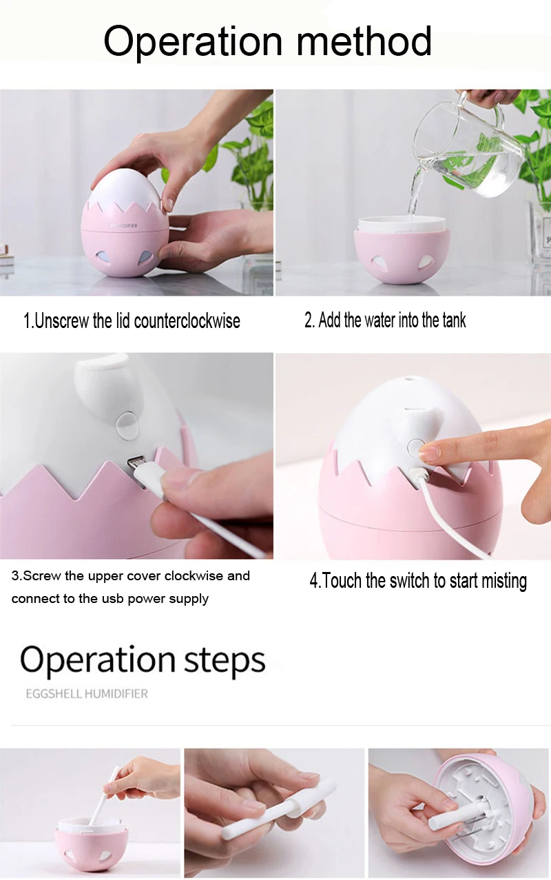 Креативный увлажнитель 3 в 1 Eggshell диффузор эфирного масла Арома лампа светодиодный ночник USB вентилятор ароматерапия освежитель воздуха фоггер