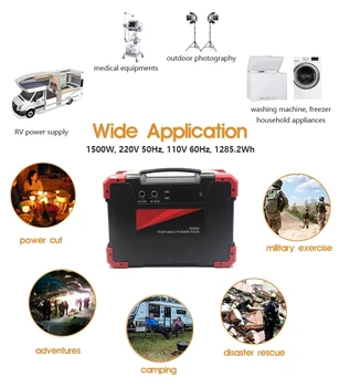 

Portable Power Station 1500W 3000W Peak UPS Lithium Battery Back Up Power Supply Emergency, CPAP, Outdoors