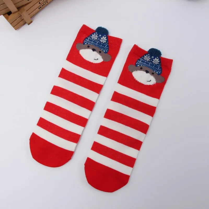 Xmas Pattern Elk Cotton Socks Christmas Decoration for Home Christmas Gift Pendant Hanging Ornament New Year Decoration - Цвет: 1