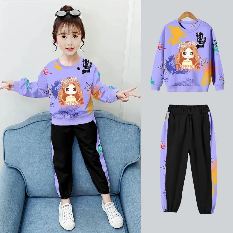 Kids Girl Outfit 2Pcs Set Spring Autumn Toddler Children Casual Sweatshirt+Pants Students Fashion Boutique Girls Clothes