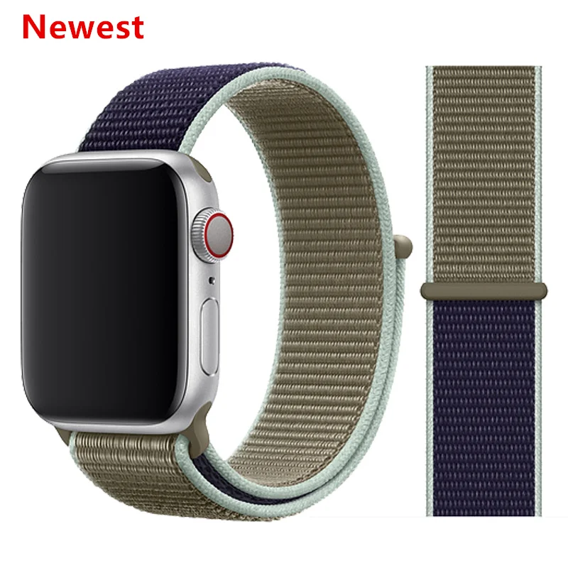 Khaki Нейлоновый ремешок для Apple watch 5 ремешок 44 мм 40 мм iWatch ремешок 42 мм 38 мм спортивный ремешок для часов Браслет Apple watch 4 3 2 1 38 40 44 мм - Цвет ремешка: Khaki