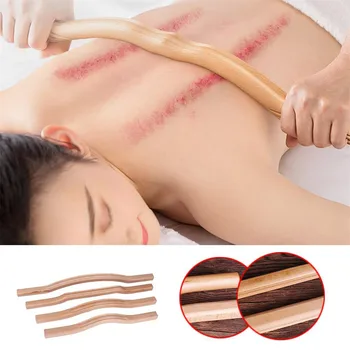 

1pc/4pcs Back Shoulder Neck Waist Leg Massager Tools Natural Wood Fast Large Area GuaSha Massage Guasha Scraping Stick Tools