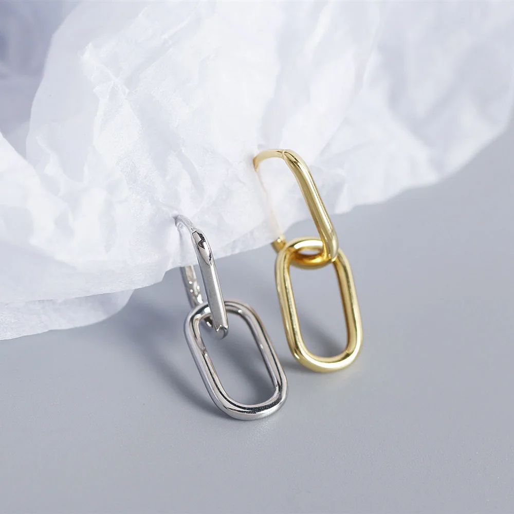 XIYANIKE Silver Color  Geometric O-shaped Two Oval Hoop Earrings Female Simple Fashion Detachable Jewelry Accessories Gift