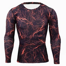 Компрессионная спортивная рубашка для мужчин с длинным рукавом Камуфляж Фитнес 3D быстросохнущая Мужская футболка для бега одежда для спортзала Топ Рашгард