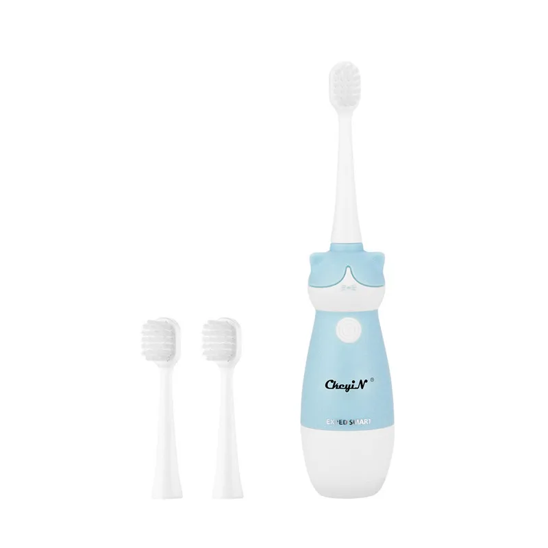 Battery Operated Children Toothbrush 3D Cartoon Teeth Brush Waterproof Kid Electric Wave Toothbrush+ Replaceable Heads