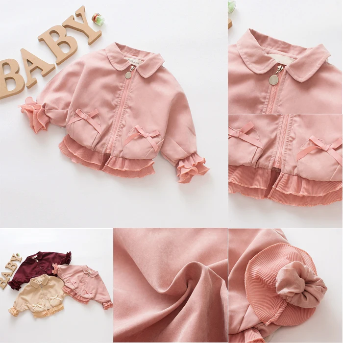 Fashion Kids Baby Girls Coat Jacket Princess Zipper Ruffle Lace Long Sleeve Solid Warm Coat Kids Children Top Outwear Overcoat