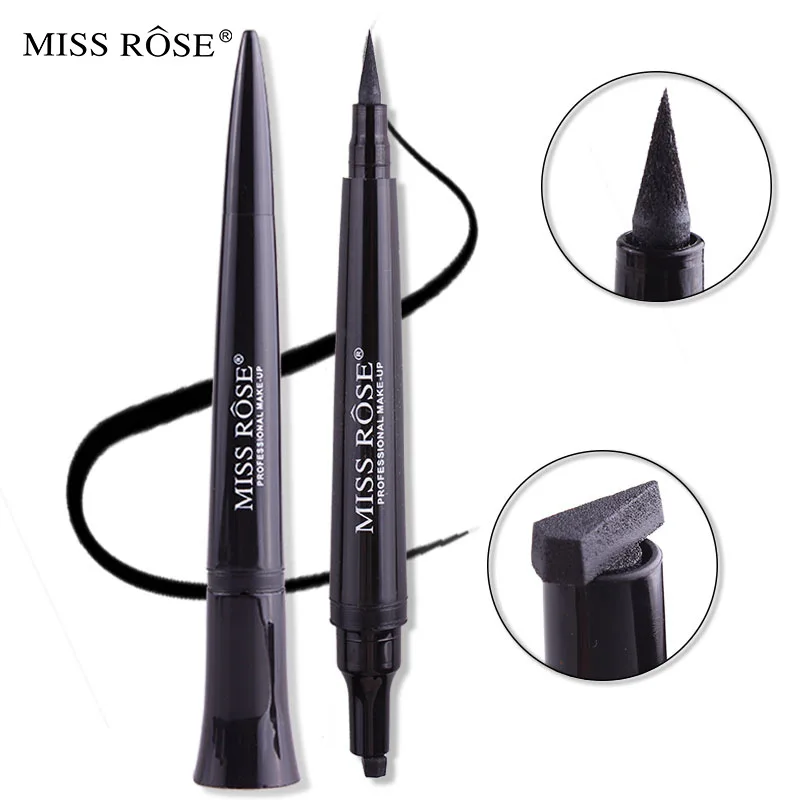

Double-Headed Seal Black Eyeliner Triangle Seal Eyeliner 2-in-1 Waterproof Eyes Make kit with Eyeliner Pen Stamp Marker Eyeliner