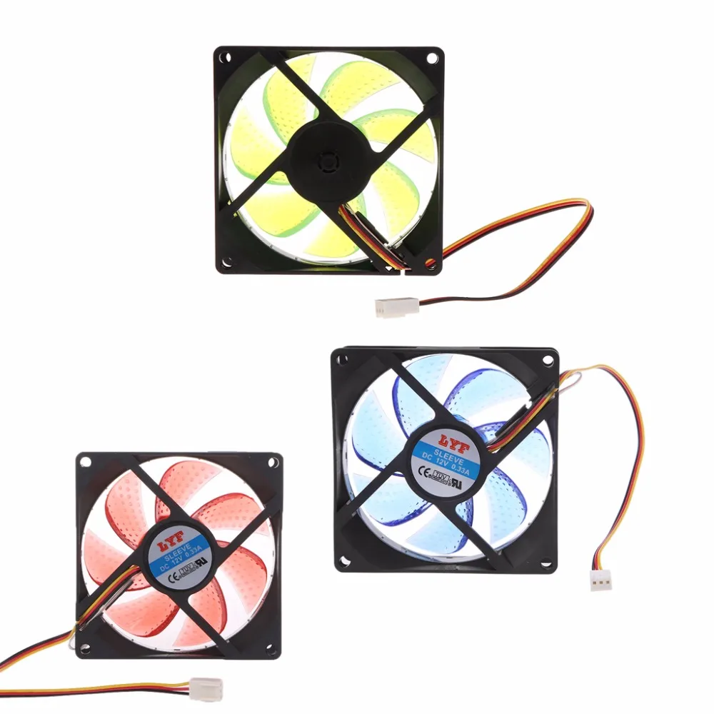 

90mm LED Light 3pin PC Desktop Computer Case Cooling Cooler Fan Low Noise 9025 D14