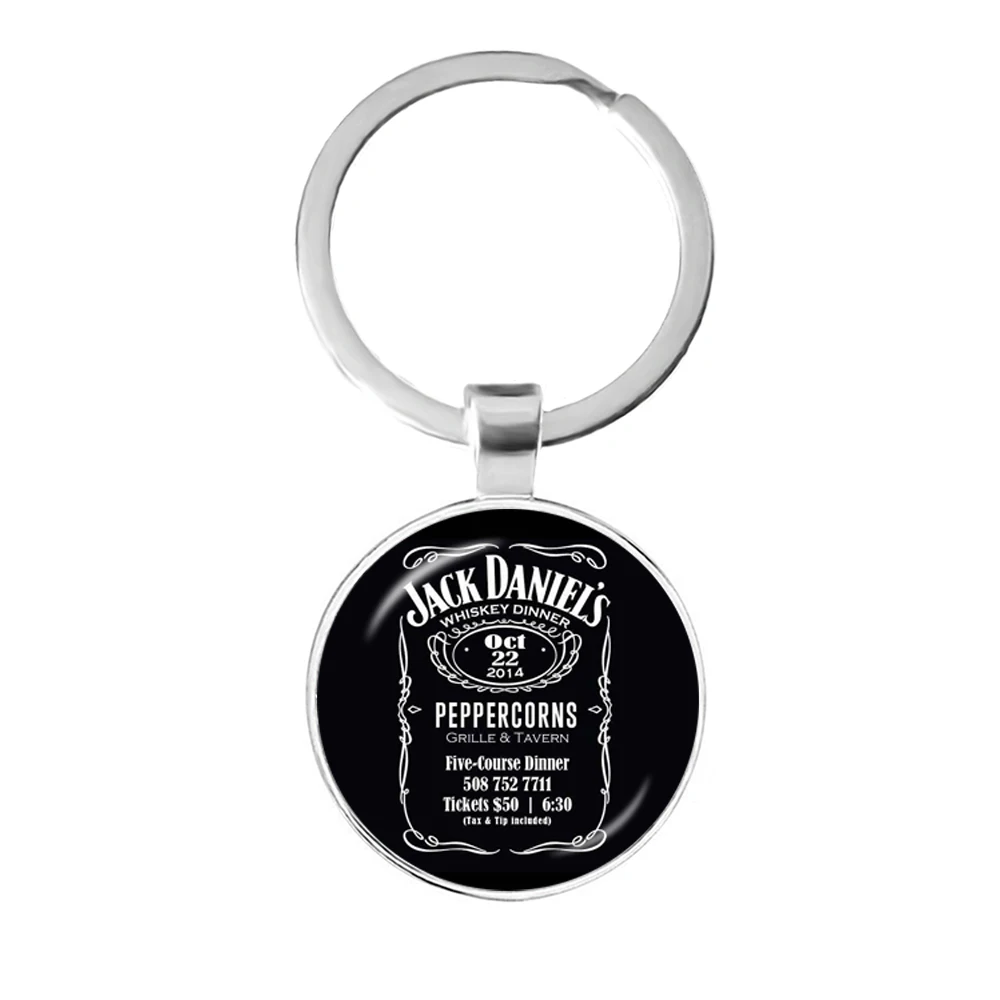 Модные брелки Jack Daniels 25 мм, стеклянный кабошон, брелок для ключей, держатель для игры, сопутствующие ювелирные изделия, милые подарки для мужчин - Color: 19