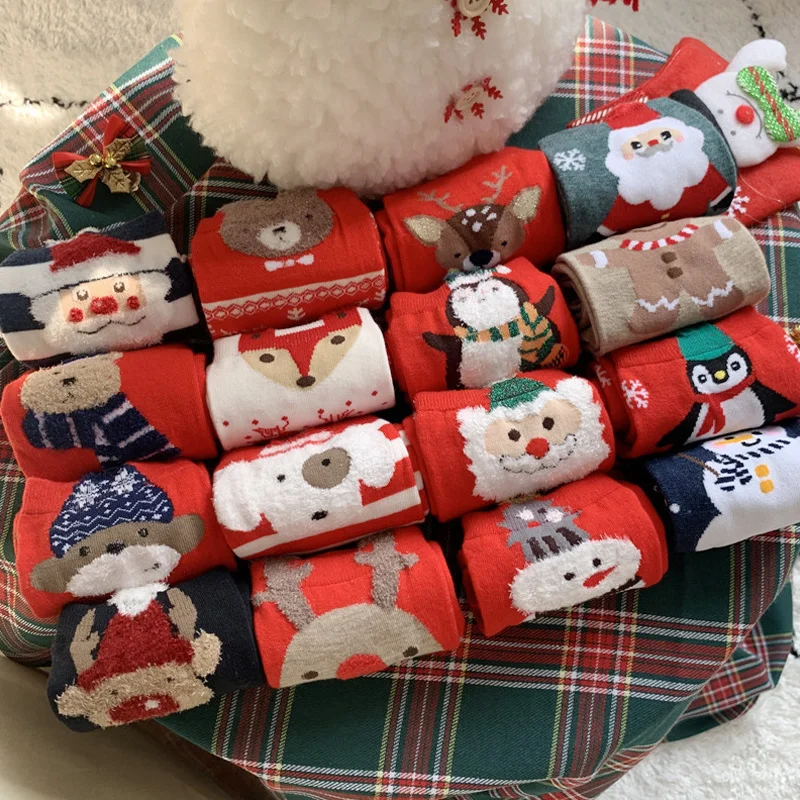 Рождественские носки женские осенне-зимние средней длины новинка 2021 сетчатые