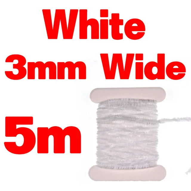 White 3mmX5m Wifreo 2 мм 3 мм завязывание мушек синель для шерстяных червей пиявки Стример Летать завязывание материал тела цвет красный черный оливковый желтый - Цвет: White 3mmX5m