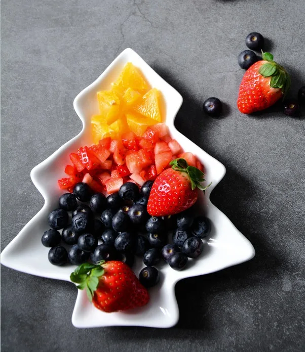 

Christmas Tree Dessert Plate Dinnerware Salad Cake Fruit Ceramic Dish Porcelain Plates Tray Set