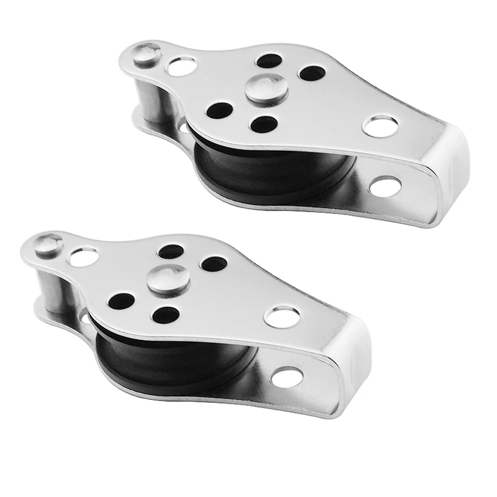 2pcs Stainless Steel Sailboat Kayak Pulley Block 2mm to 8mm Rope Runner