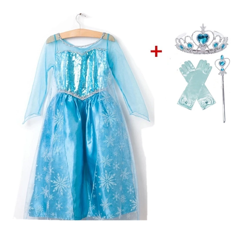 Платье принцессы для девочек маскарадный костюм Анны и Эльзы для детей, маскарадный костюм королевы Эльзы на Хэллоуин, Vestido, бальное платье на день рождения для детей возрастом от 3 до 10 лет