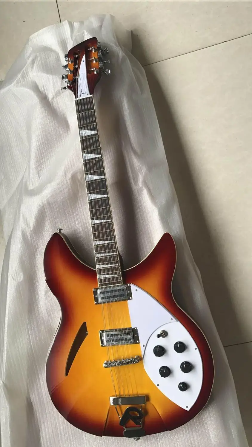 Новое поступление Rickenback 12 струнная электрогитара один кусок шеи 330 в Fireglo Sunburst 170718