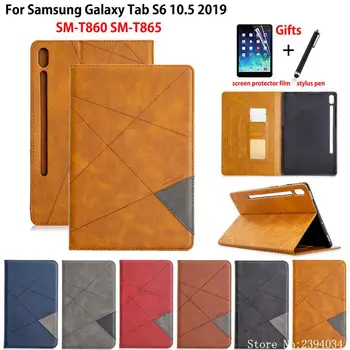 

Premium PU Leather Case For Samsung Galaxy Tab S6 10.5 SM-T860 SM-T865 T860 2019 10.5 Cover Funda Tablet Stand Shell Capa +Gift