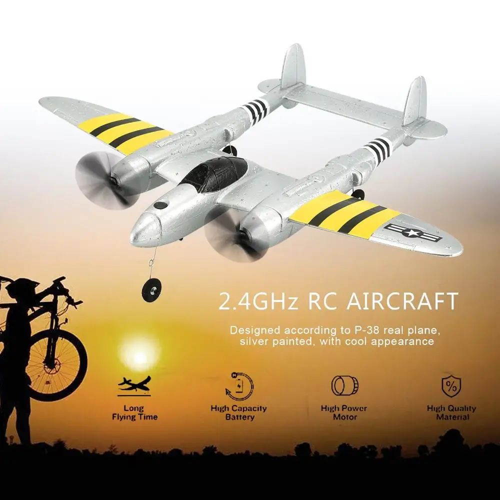 FX816S Второй мировой войны ВВС P 38 RC самолет 2 4 GHz 2CH вертолет с фиксированным крылом