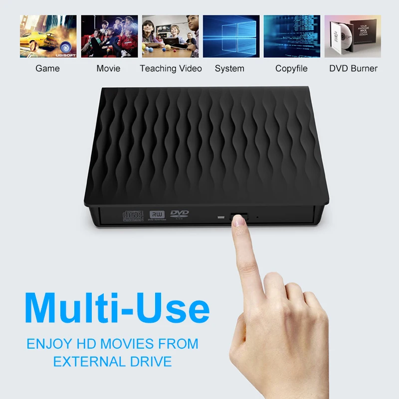  High-Speed External CD/DVD Driver Case USB 3.0 RW Burner Reader ROM Optical Drive Case For Laptop N