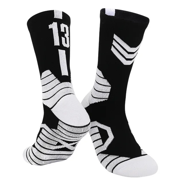 Trendy Man Basketball Socks Long Outdoor Breathable Cycling Socks Anti Slip Profession Basketball Number Men Running Socks B-13
