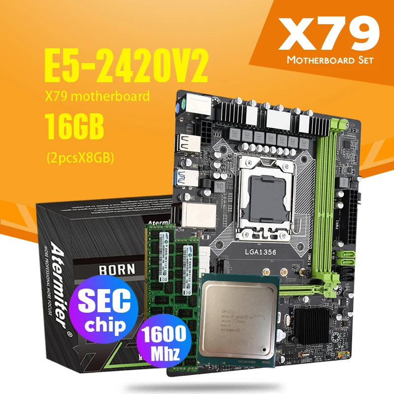 Atermiter X9A X79 motherboard set with Xeon LGA 1356 E5 2420 V2 cpu 2pcs x 8GB= 16GB 1600MHz DDR3 ECC REG memory RAM PC3 12800|Motherboards| - AliExpress