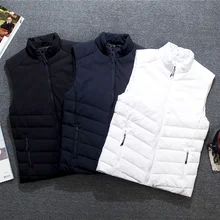 Новое поступление брендовые Для мужчин зимняя куртка без рукавов Сверхлегкий белая утка пуховик мужской жилет, Слим жилет 505 M-XXL