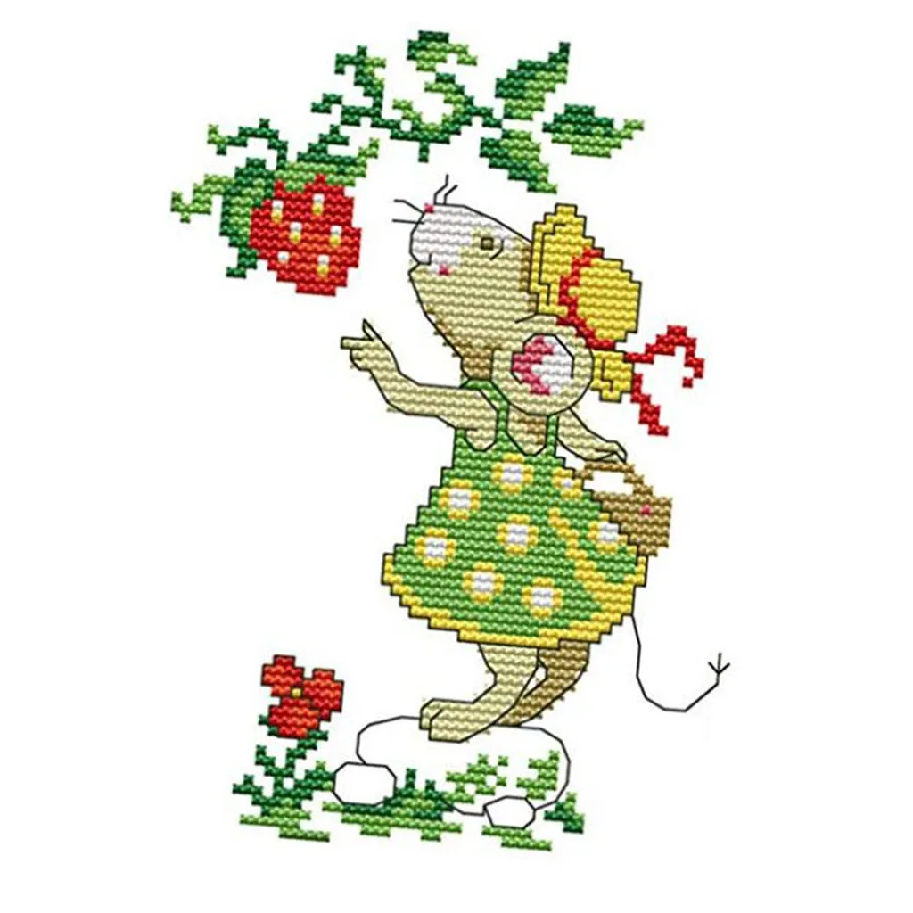 Stamped Cross Stitch Kits DIY 11 14 Count for Home Decor Crafts Gift Little Rat