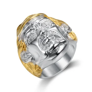 

2 Pcs Gift Donald Trump Ring for Men Luxury Stainless Steel Rings Vintage Trendy Punk Hip Hop Creative Jewelry Gift